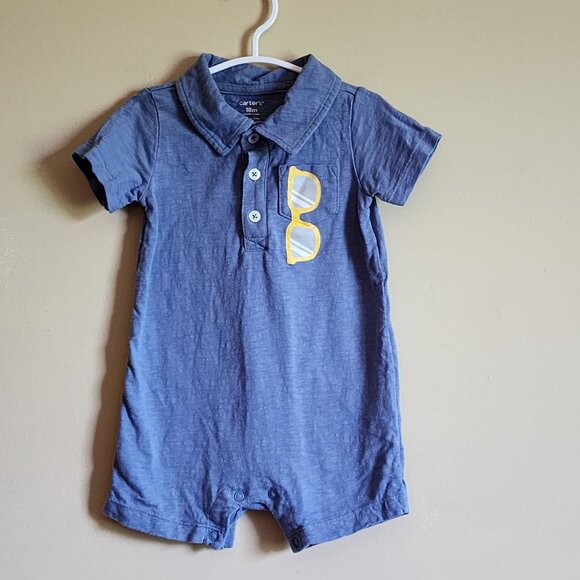 Carter's Baby Boys Sunglasses Chest Pocket Polo Romper Size 18 Months - Picture 2 of 5